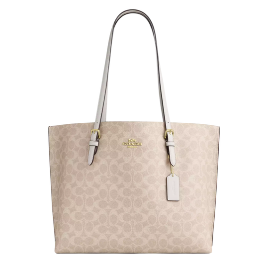 Bolsa Coach Mollie Tote Bag In Signature Canvas Sand Chalk
