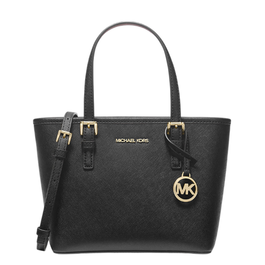 Bolsa Michael Kors Jet Set Travel Extra-Small Saffiano Leather Top-Zip Tote Bag Black