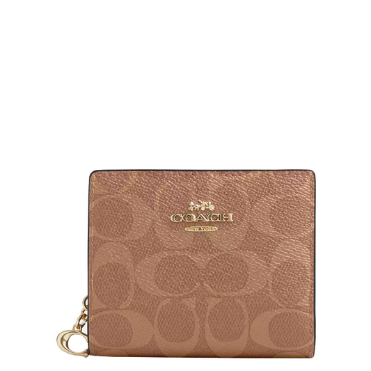 Cartera Snap Wallet In Signature Canvas Tan Brown