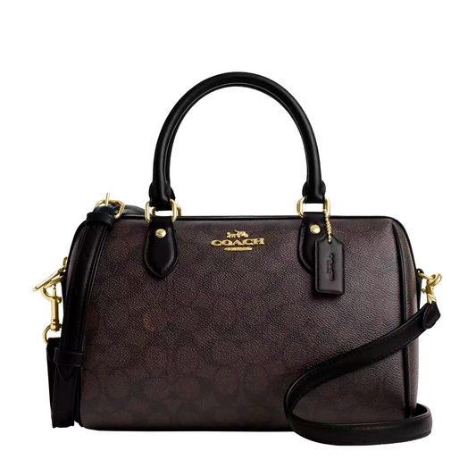 Bolsa Coach Rowan Satchel In Signature Canvas Brown