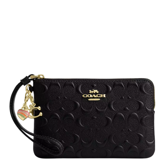 Monedero Coach Boxed Signature Corner Zip Wristlet With Charms