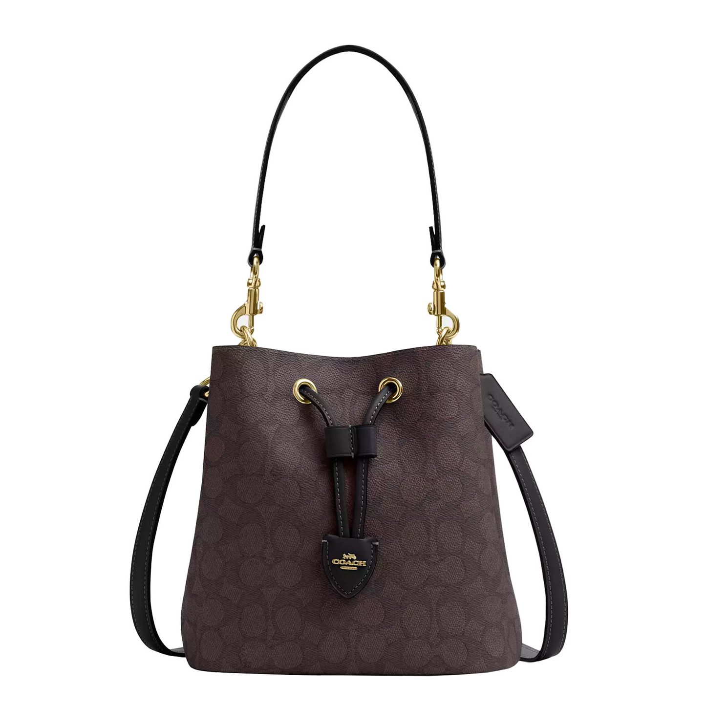 Bolsa Rowan Bucket Bag In Signature Canvas Walnut Black