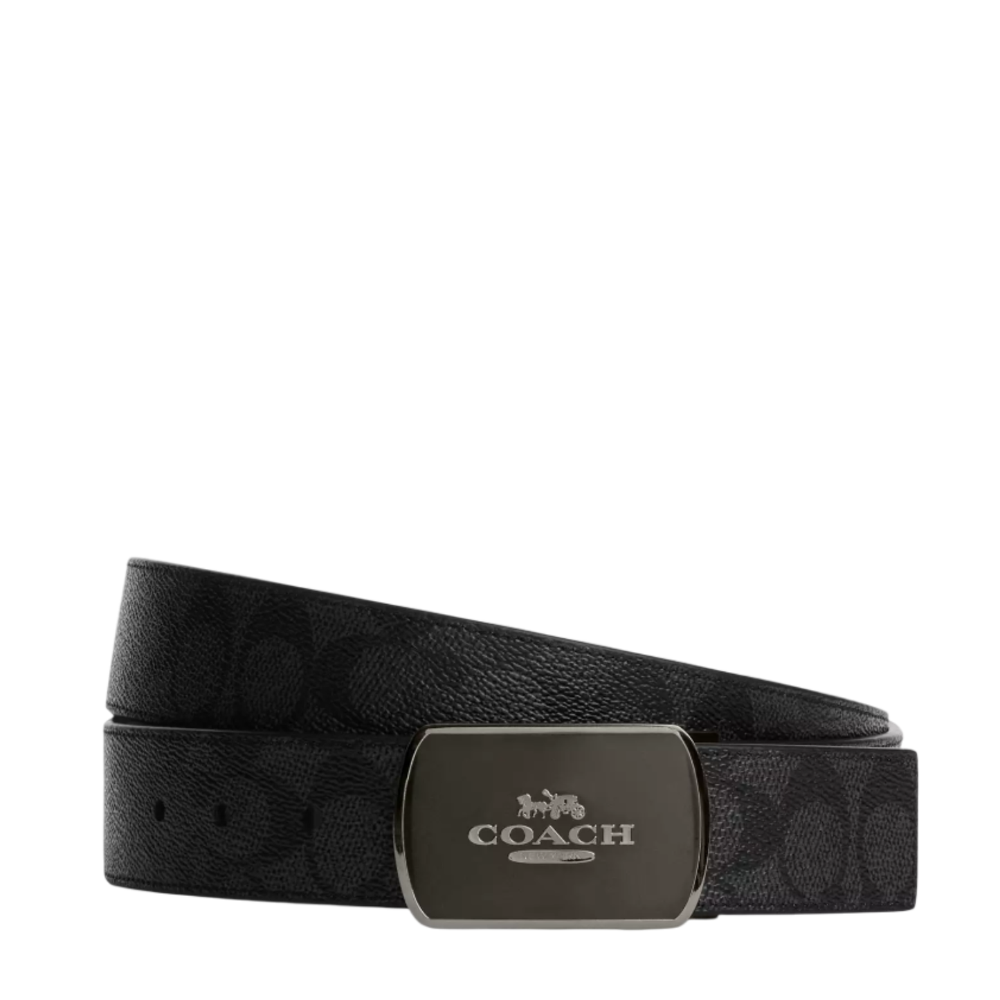 Cinturón Coach Plaque Buckle Cut-To-Size Reversible Belt, 38 Mm Charcoal Black