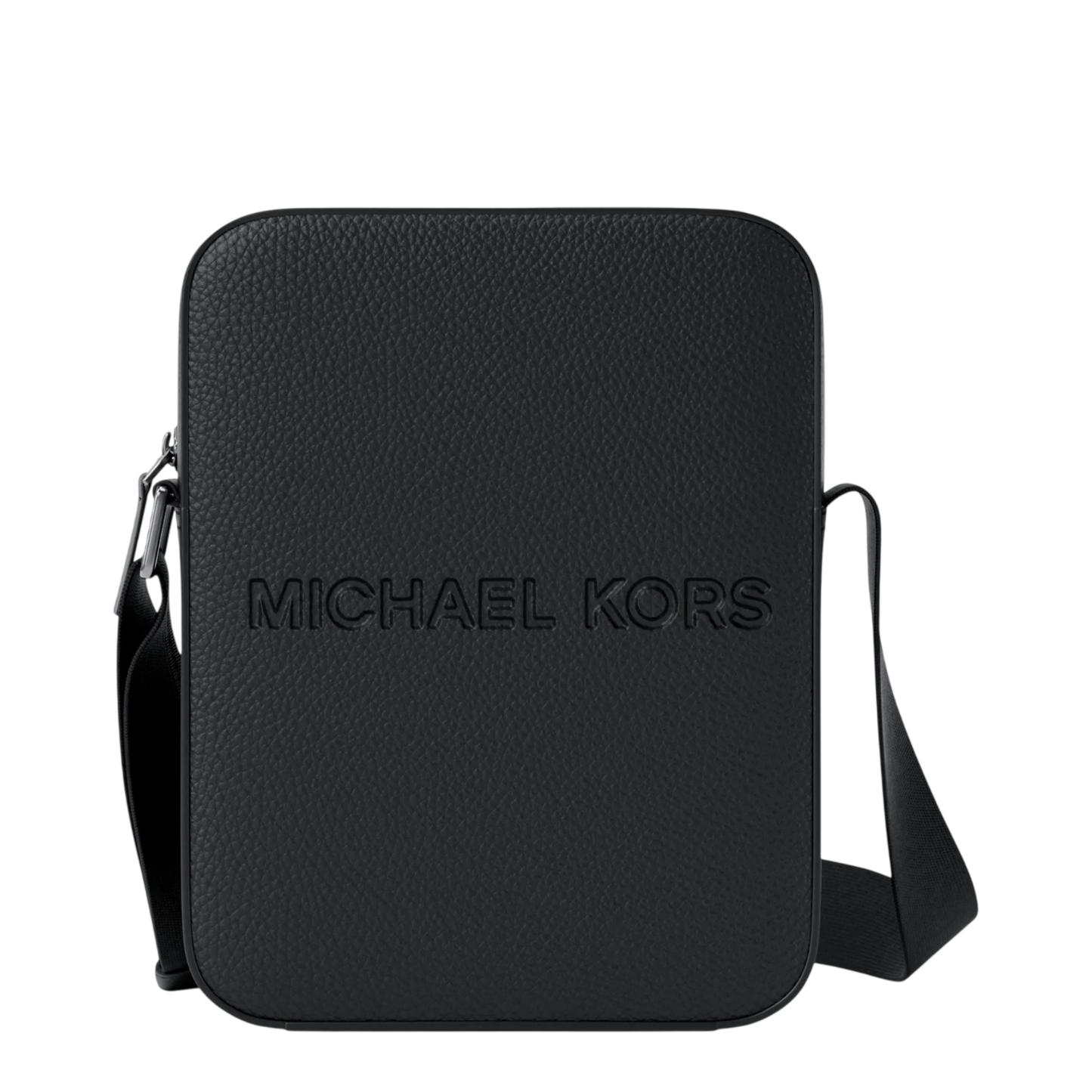 Bandolera Michael Kors Cooper Logo Embossed Pebbled Leather Messenger Bag Black