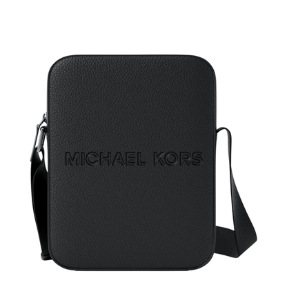 Bandolera Michael Kors Cooper Logo Embossed Pebbled Leather Messenger Bag Black