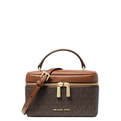 Bolsa Michael Kors Vivi Small Signature Logo Vanity Crossbody Bag Brown