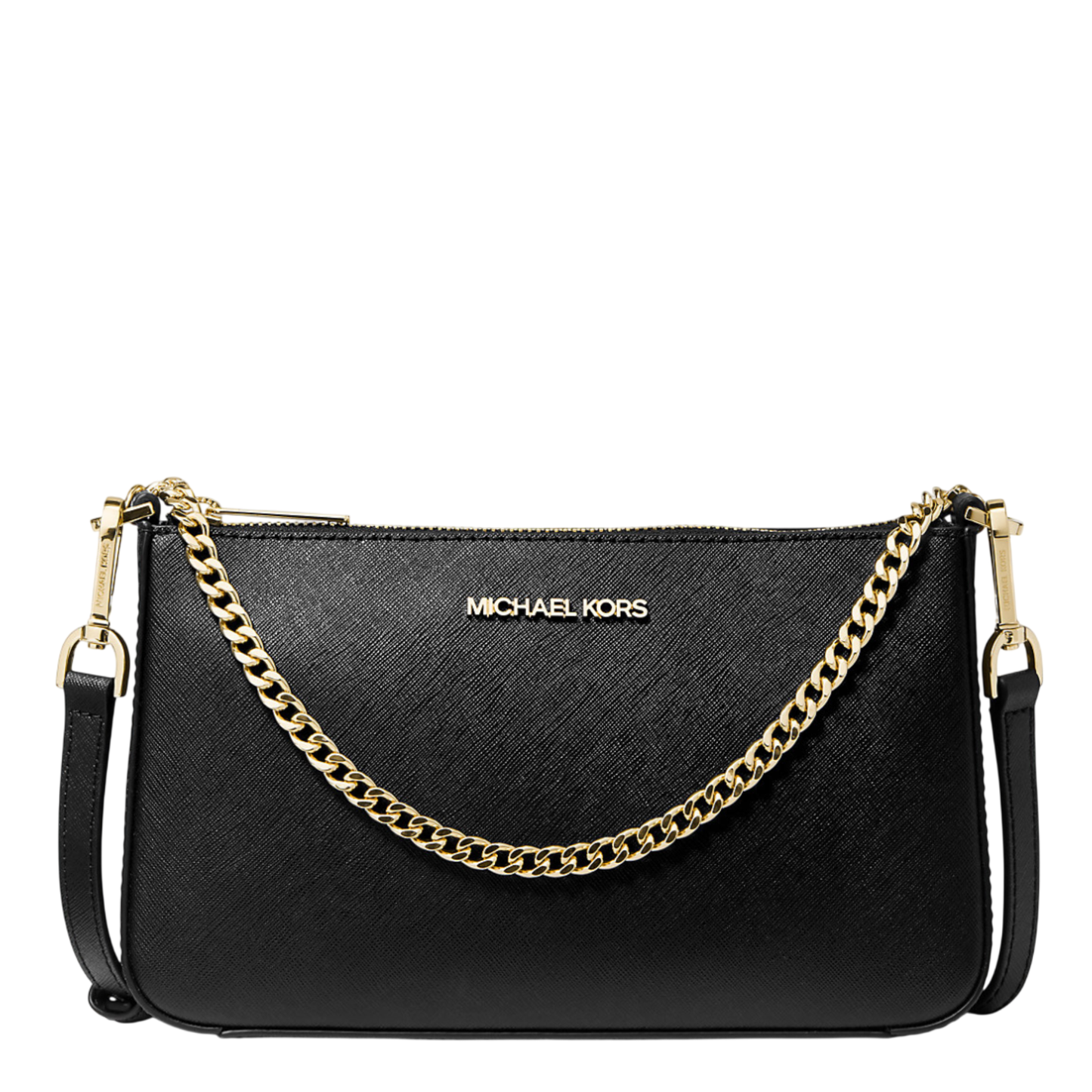 Bolsa Michael Kors Jet Set Medium Saffiano Leather Crossbody Bag Noir