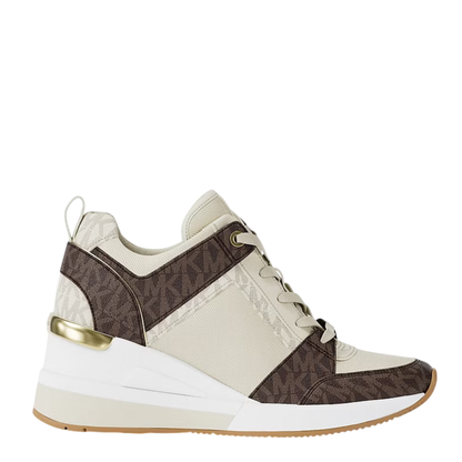 Tenis Michael Kors Georgie Signature Logo Wedge Trainer Brown Multi