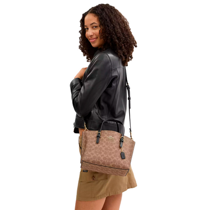 Bolsa Coach Mollie Tote Bag 25 In Signature Canvas Tan Black