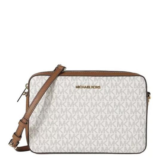 Bolsa Michael Kors Jet Set Large Printed Logo Crossbody Bag Vanilla