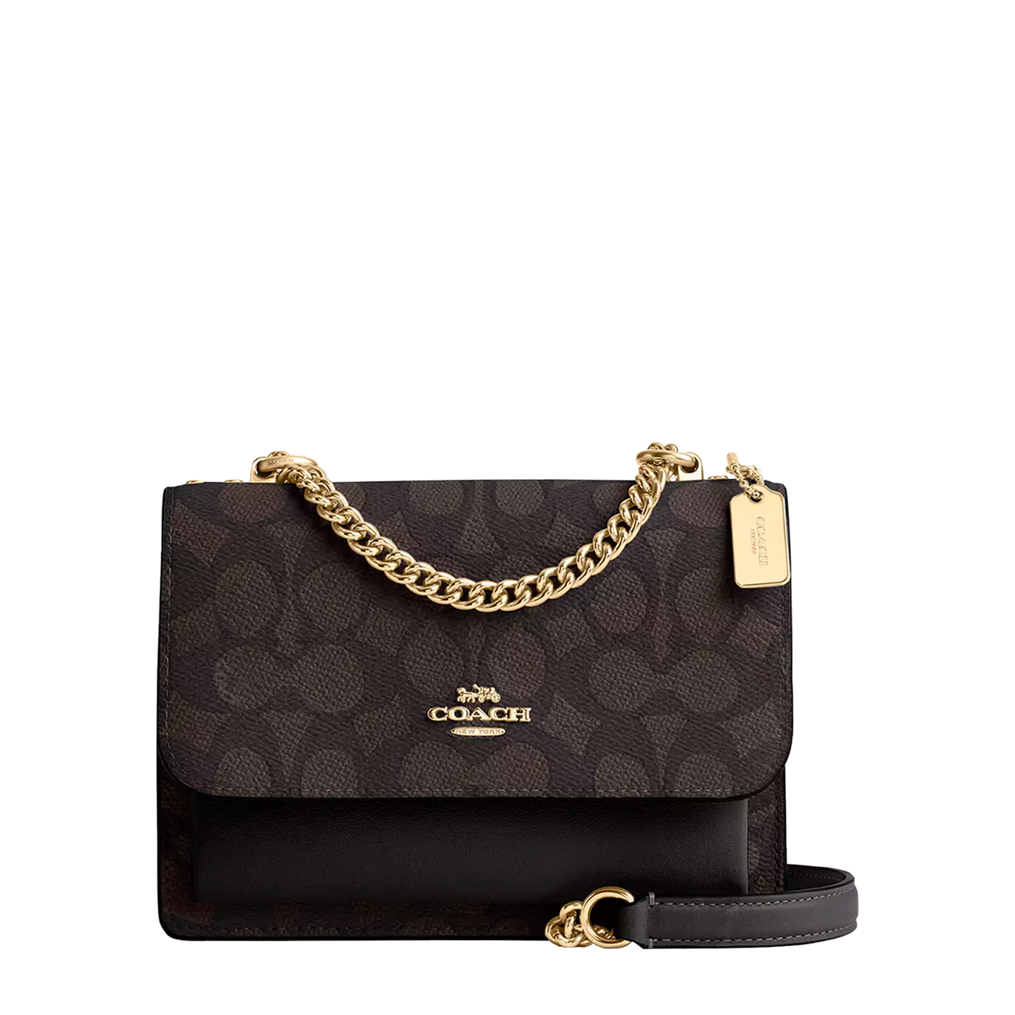 Bolsa Coach Mini Klare Crossbody Bag Signature Canvas Walnut Black