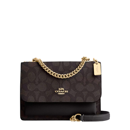 Bolsa Coach Mini Klare Crossbody Bag Signature Canvas Walnut Black