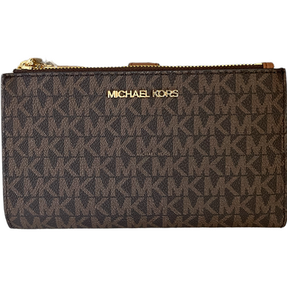 Cartera Michael Kors Jet Set Travel Double Zip Wristlet Logo Brown