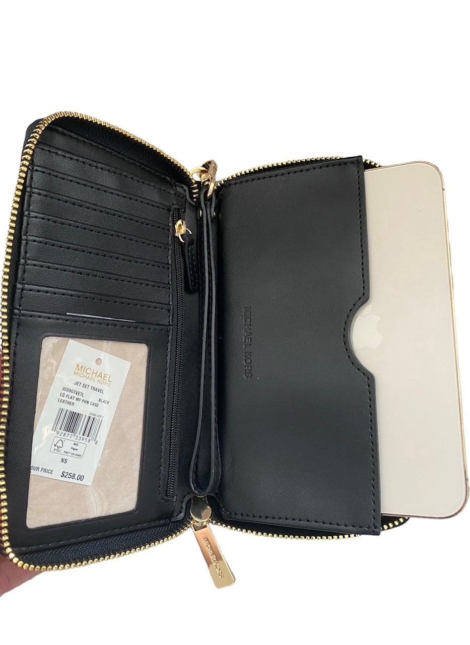 Cartera Michael Kors Large Pebbled Leather Smartphone Wristlet Black