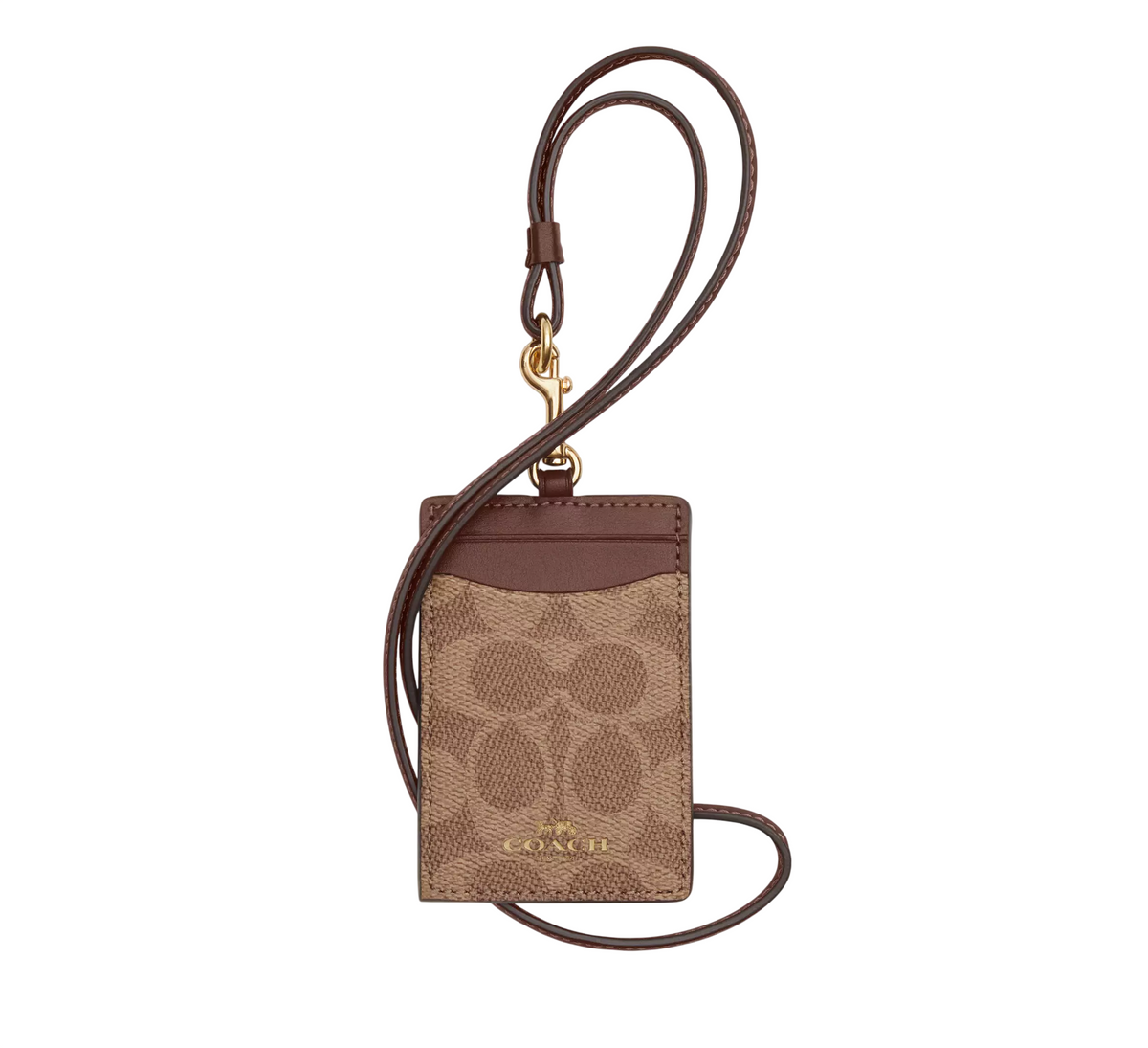 Tarjetero Coach ID Lanyard In Signature Canvas Tan Brown