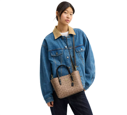 Bolsa Coach Mollie Tote Bag 25 In Signature Canvas Tan Black