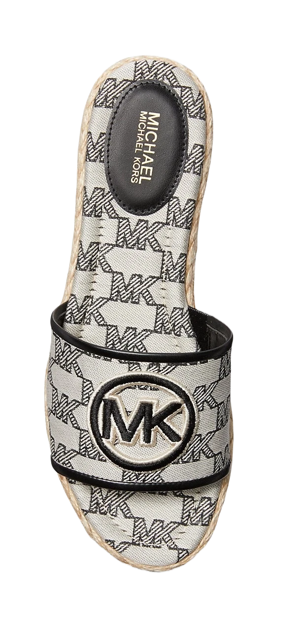 Sandalias Michael Kors Sadler Logo Jacquard and Jute Wedge Sandal Black