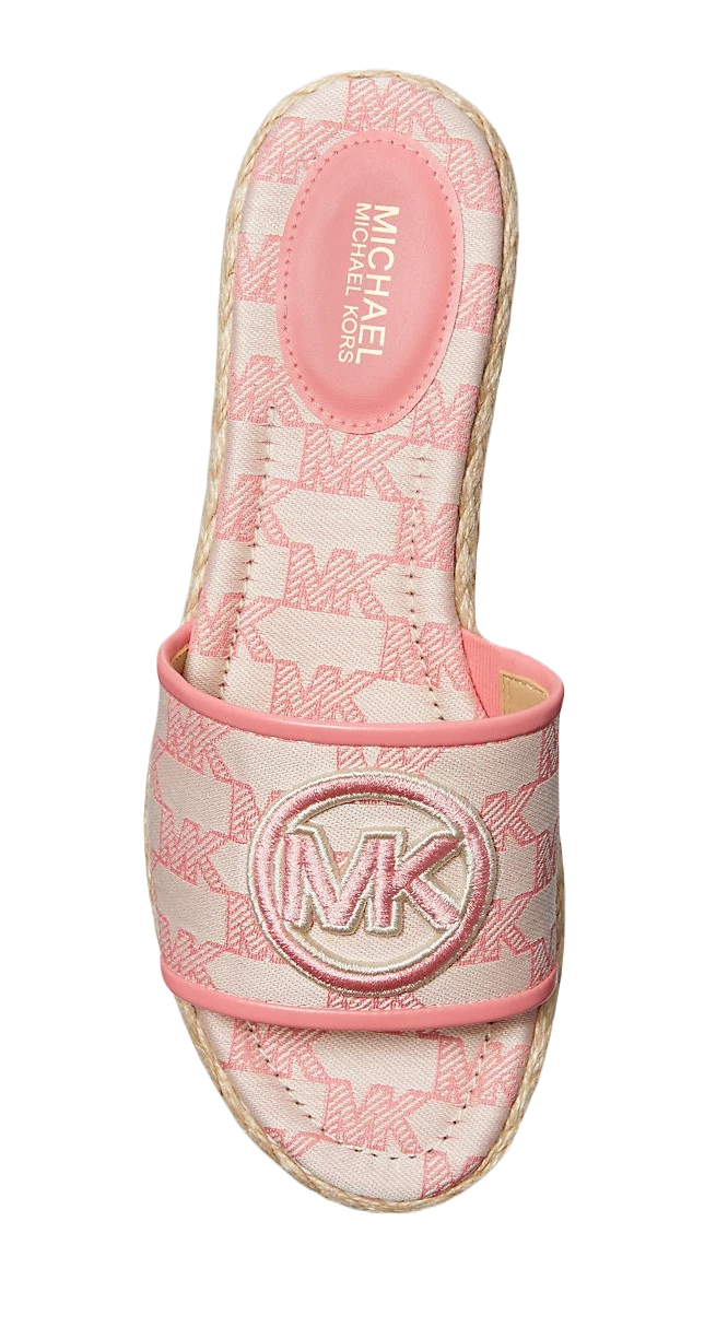 Sandalias Michael Kors Sadler Logo Jacquard and Jute Wedge Sandal Pink