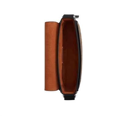 Bandolera Jack Small Flap Crossbody Bag In Signature Canvas Tan Black