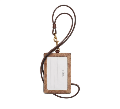 Tarjetero Coach ID Lanyard In Signature Canvas Tan Brown