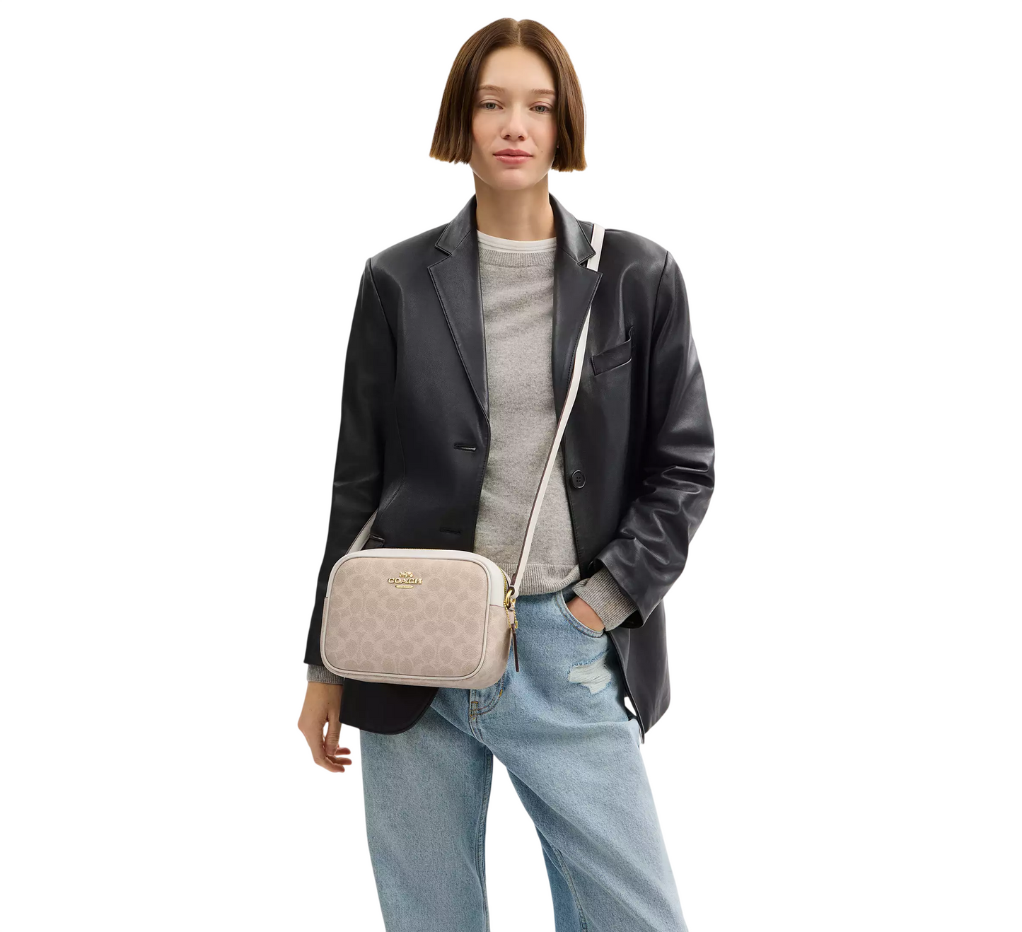 Bolsa Coach Jamie Camera Bag Signature Canvas Sand Chalk