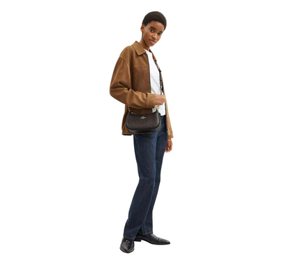 Bolsa Coach Teri Shoulder Bag In Signature Canvas Walnut Black