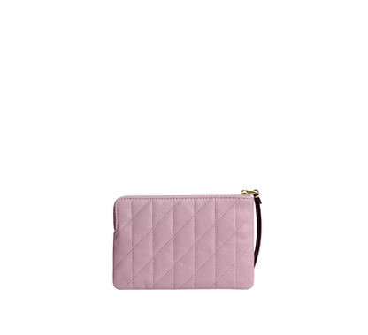 Monedero Coach Corner Zip Wristlet With Quilting Carnation