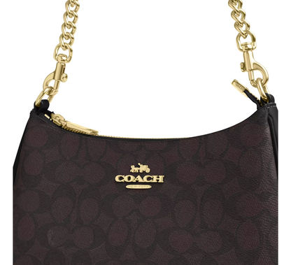 Bolsa Coach Teri Shoulder Bag In Signature Canvas Walnut Black