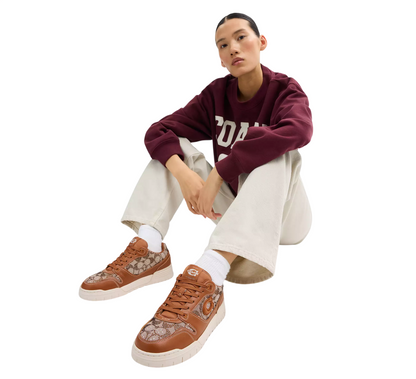 Tenis Coach Soho Sneaker With Crystal Signature Jacquard Cocoa Burnished Amber