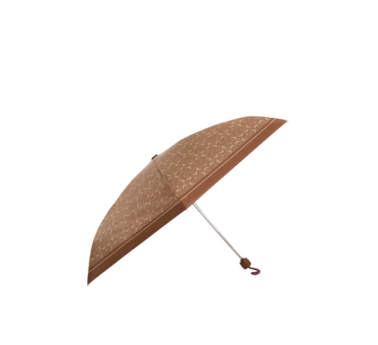 Paraguas Coach Uv Protection Mini Umbrella In Signature Print Tan Brown