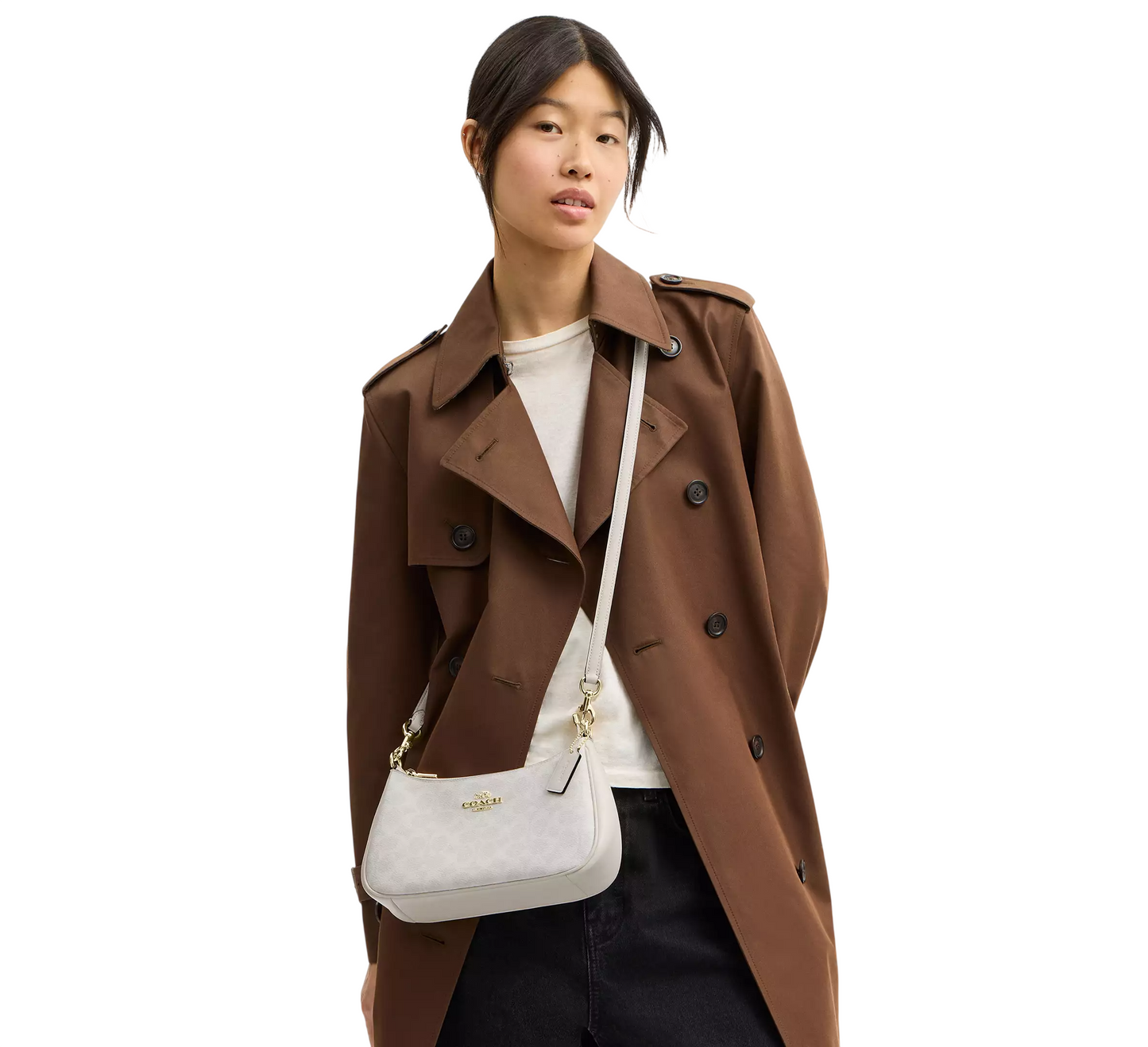 Bolsa Coach Teri Shoulder Bag In Signature Canvas White Chalk