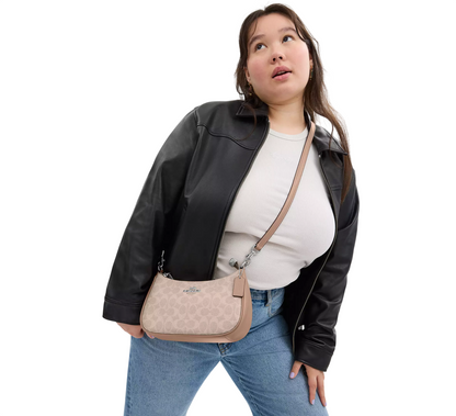 Bolsa Coach Teri Shoulder Bag In Signature Canvas Sand Taupe
