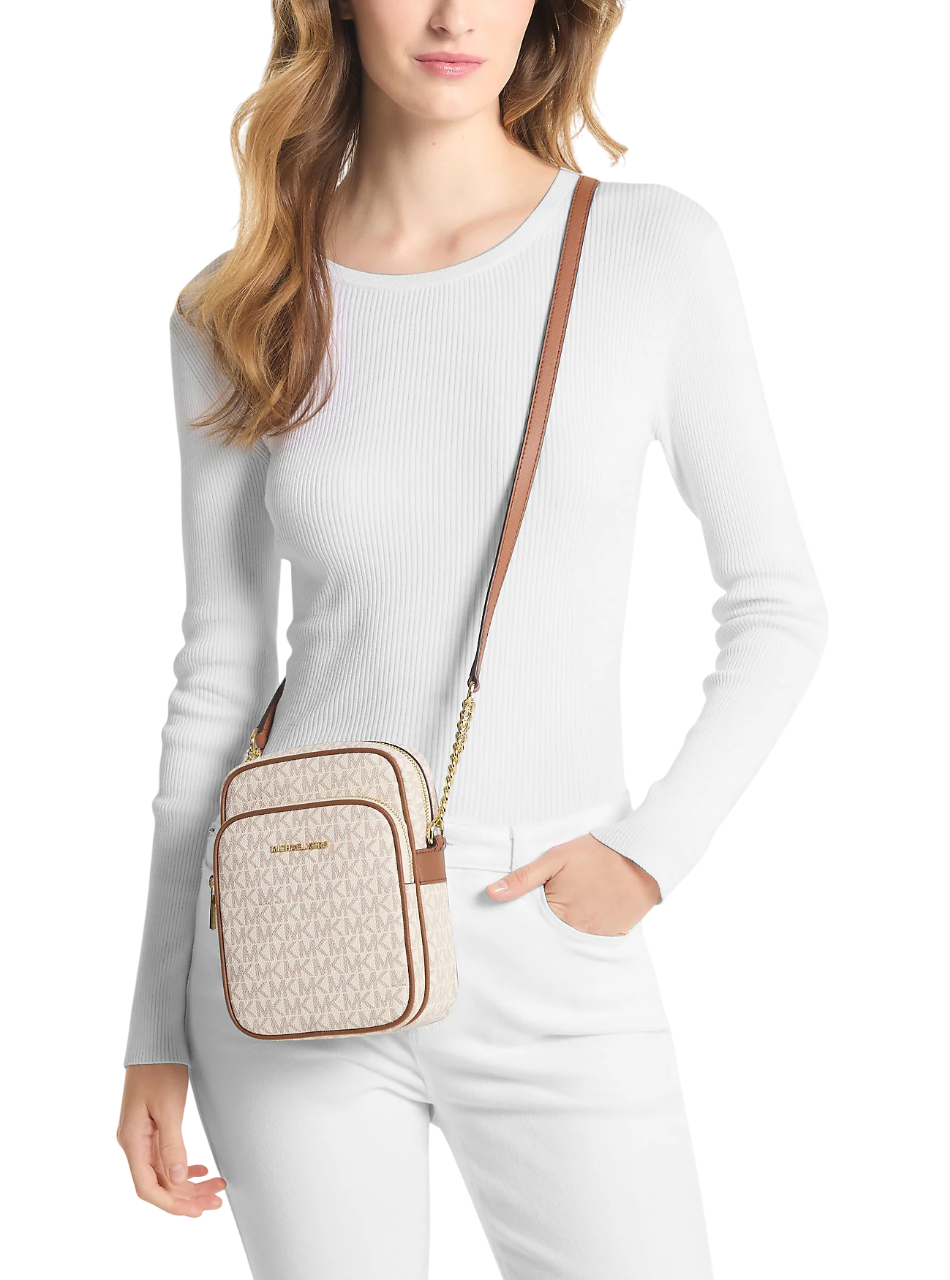 Bolsa Michael Kors Jet Set Travel Medium Logo Crossbody Bag Vanilla