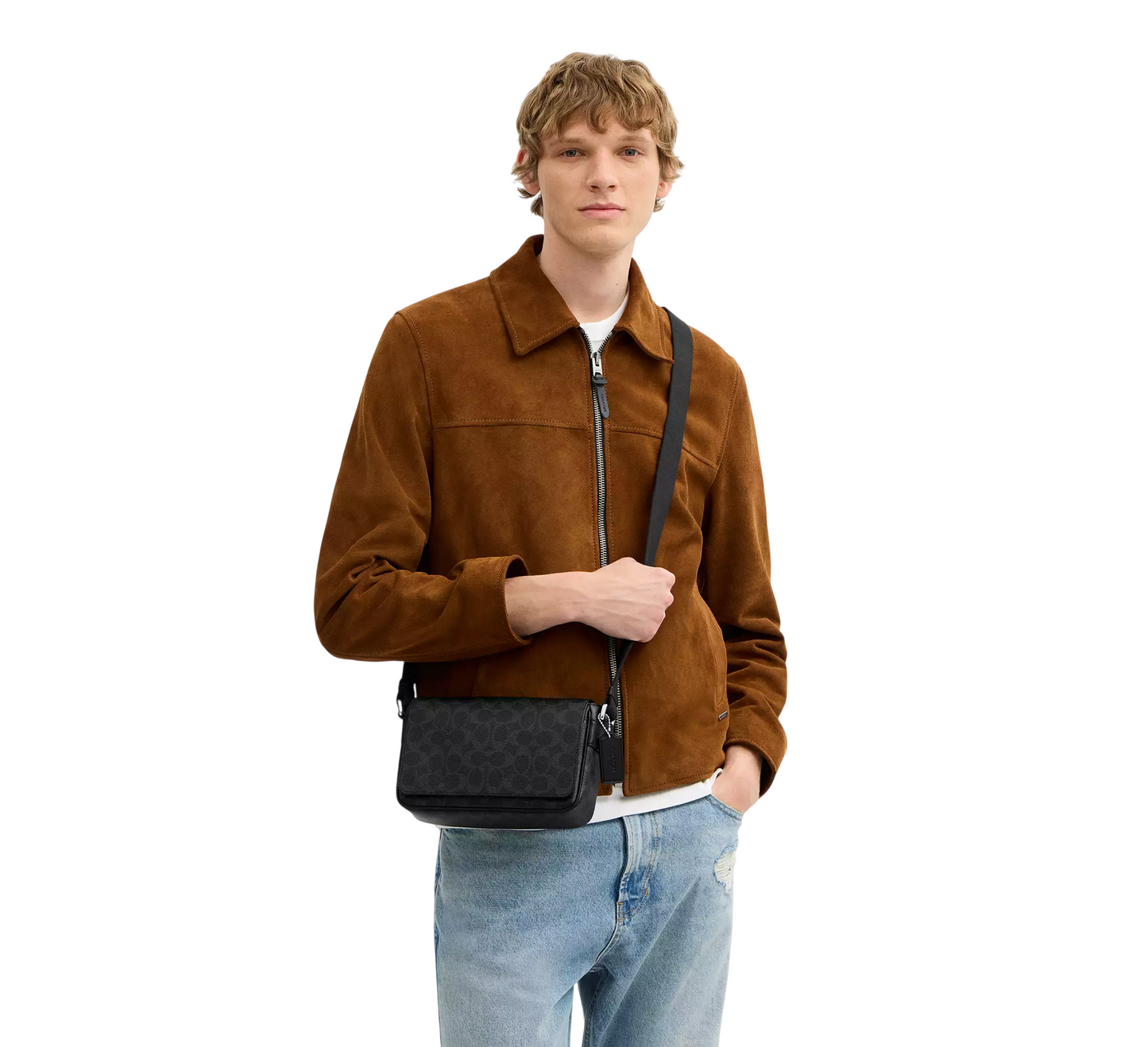 Bandolera Jack Small Flap Crossbody Bag In Signature Canvas Black
