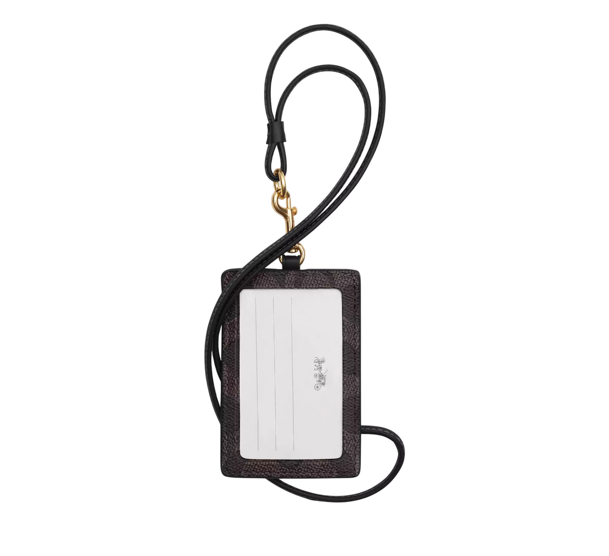 Tarjetero Coach ID Lanyard In Signature Canvas Walnut Black