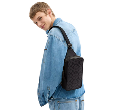 Bandolera Coach Sullivan Pack In Signature Canvas Charcoal Black