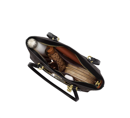 Bolsa Coach Station Tote Bag Signature Canvas Walnut Black