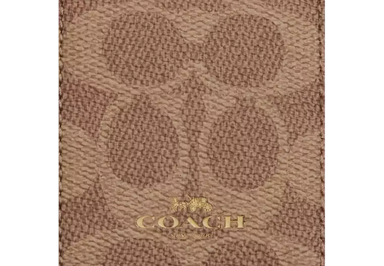 Tarjetero Coach ID Lanyard In Signature Canvas Tan Brown