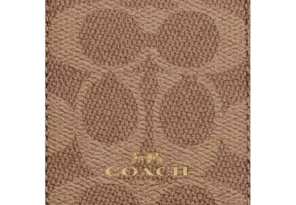 Tarjetero Coach ID Lanyard In Signature Canvas Tan Brown