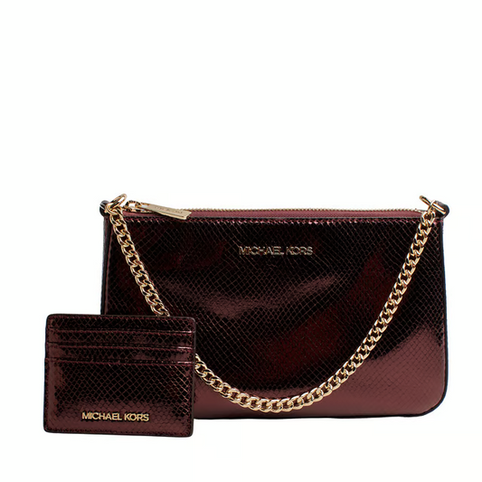 Bolsa Michael Kors Medium Pouch and Card Case Gift Set Oxblood