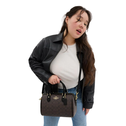 Bolsa Coach Rowan Satchel In Signature Canvas Brown