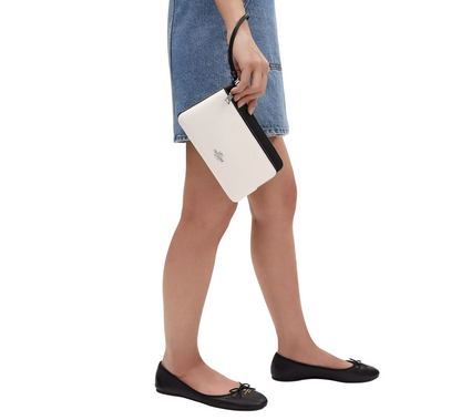 Cartera Coach Double Zip Wallet Chalk Black Multi