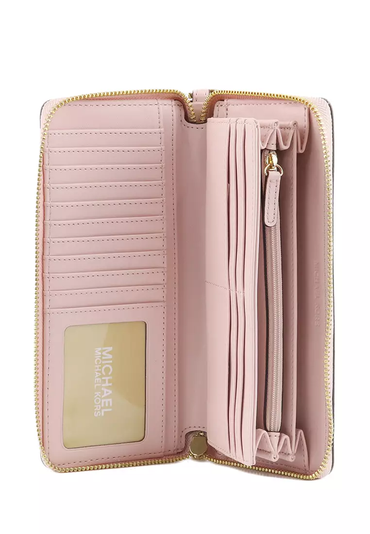 Cartera Michael Kors Jet Set Travel Large Logo Continental Wristlet Vanilla Pink