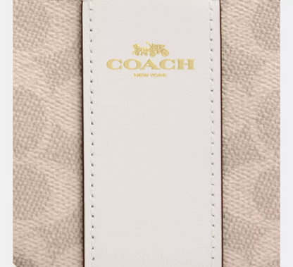 Monedero Coach Corner Zip Wristlet Signature Canvas Sand Chalk