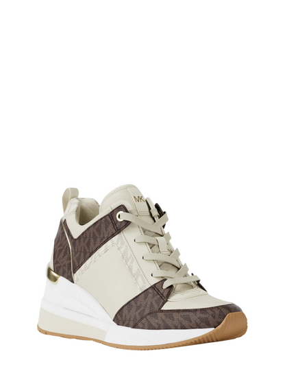 Tenis Michael Kors Georgie Signature Logo Wedge Trainer Brown Multi