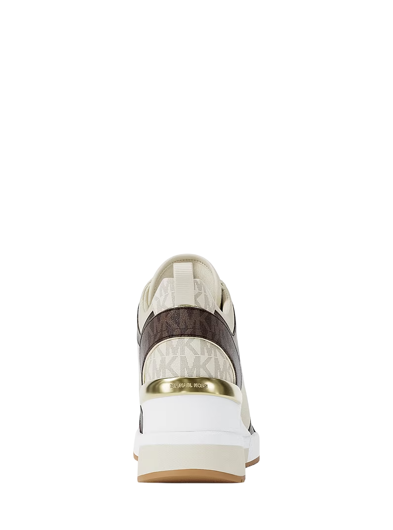 Tenis Michael Kors Georgie Signature Logo Wedge Trainer Brown Multi