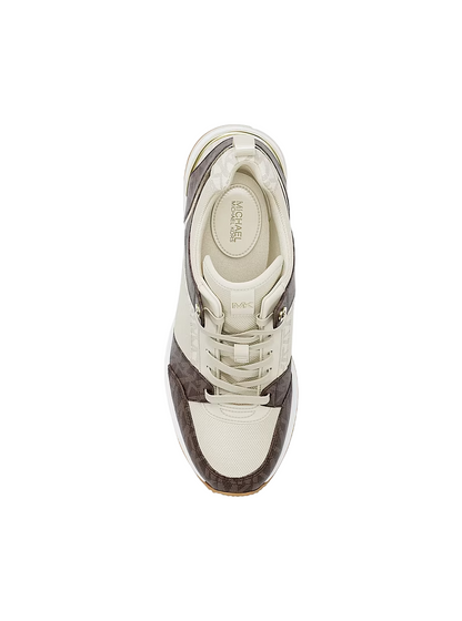 Tenis Michael Kors Georgie Signature Logo Wedge Trainer Brown Multi