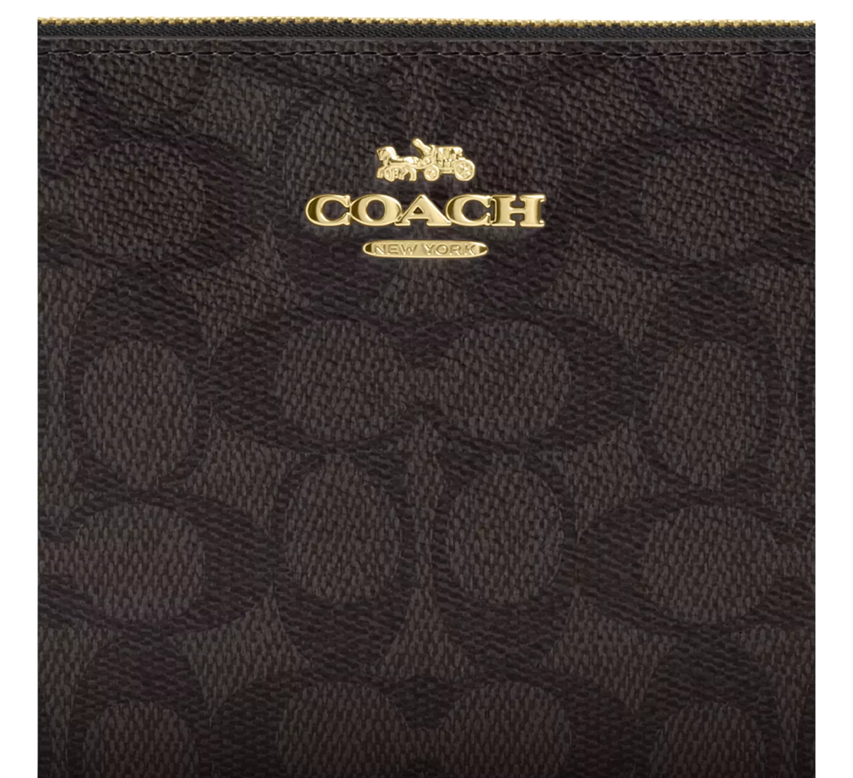 Monedero Coach Large Corner Zip Wristlet In Signature Canvas Walnut Black